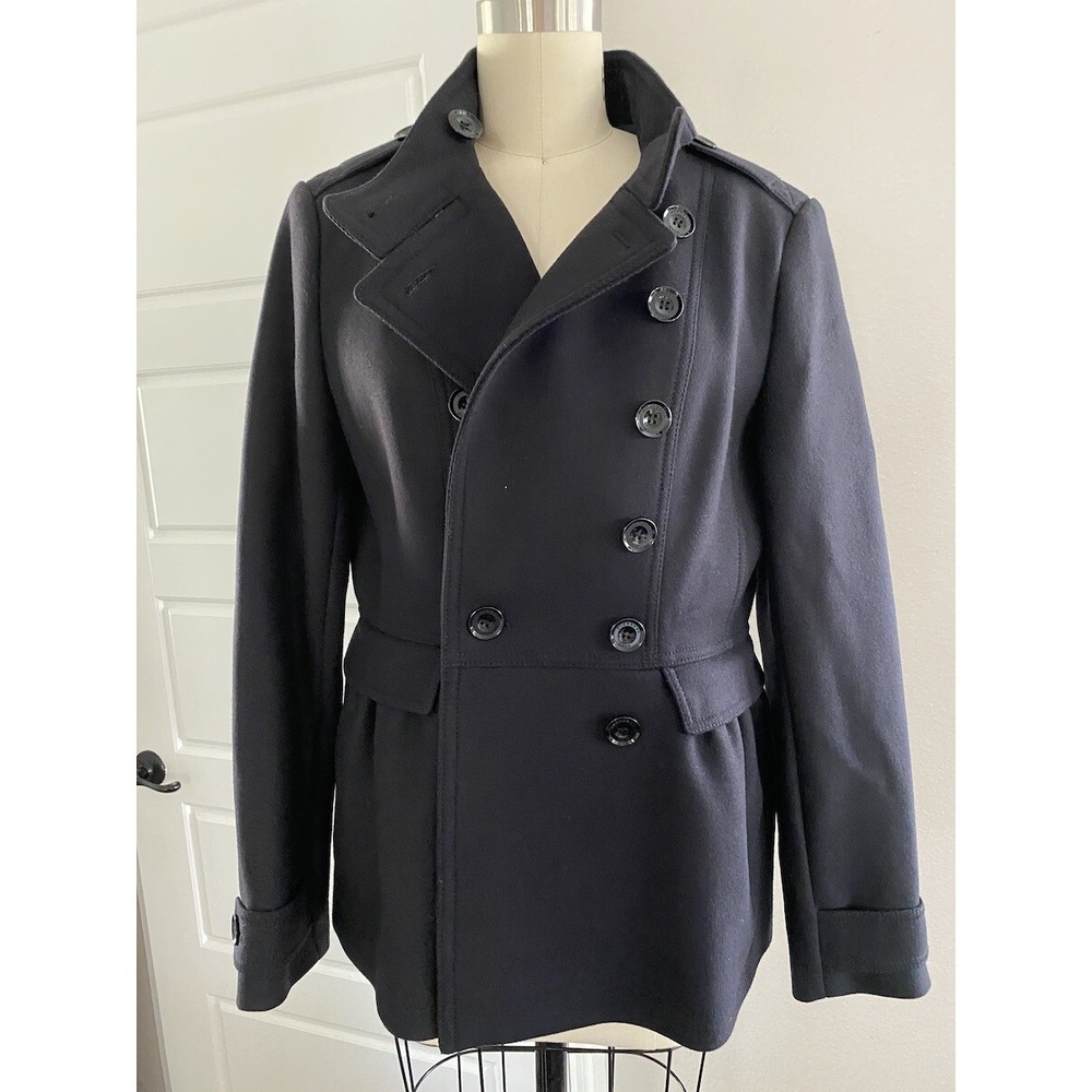 Burberry Brit Adamsleigh Womens Wool Cashmere Navy Blue‎ Coat size US 12